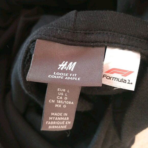 Formula 1 Hoodie Sweatshirt Sweater Mens L Loose Fit Black Casual Racing - Picture 9 of 12